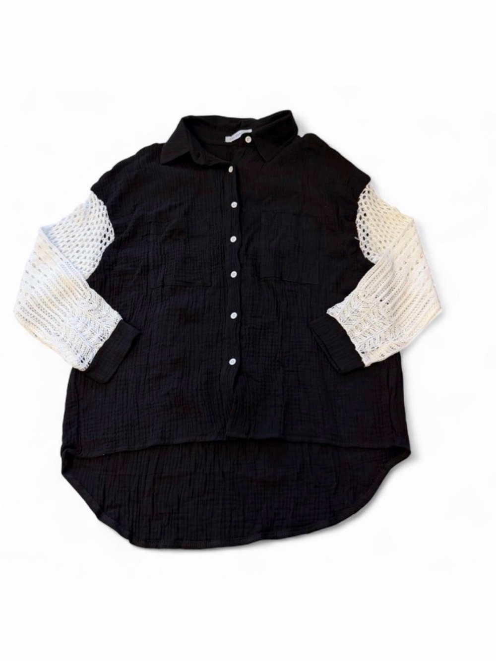 3/$20 Miss Sparkling Crochet Gauze Blouse Women’s Small Boho Summer Festival